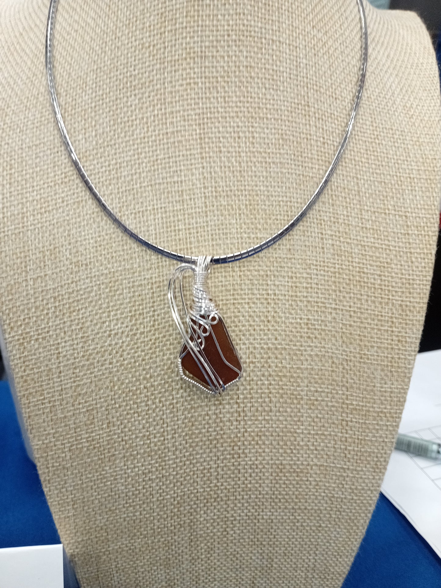 Pride of Barbados Collection Sculpted sea glass pendant necklace