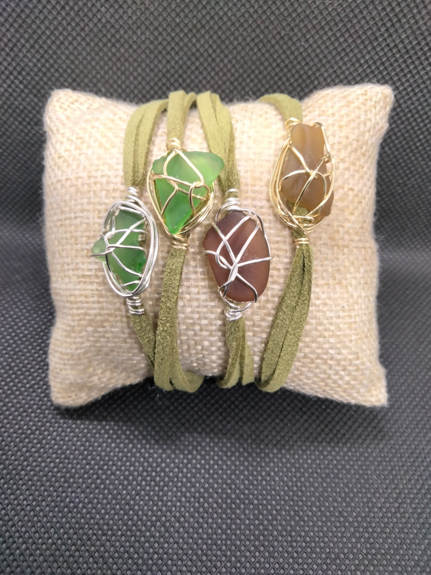 Sea Glass coloured suede bracelet