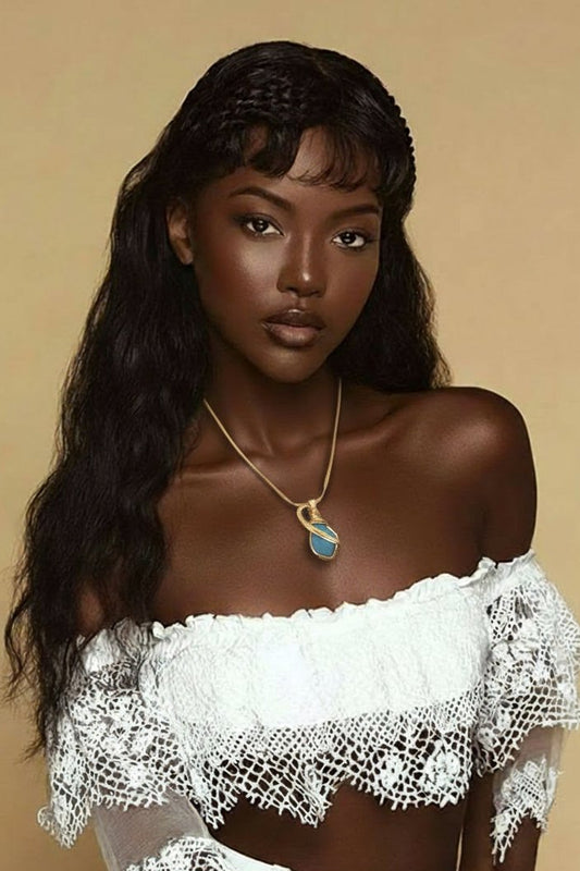 Pride of Barbados Collection Sculpted sea glass pendant necklace