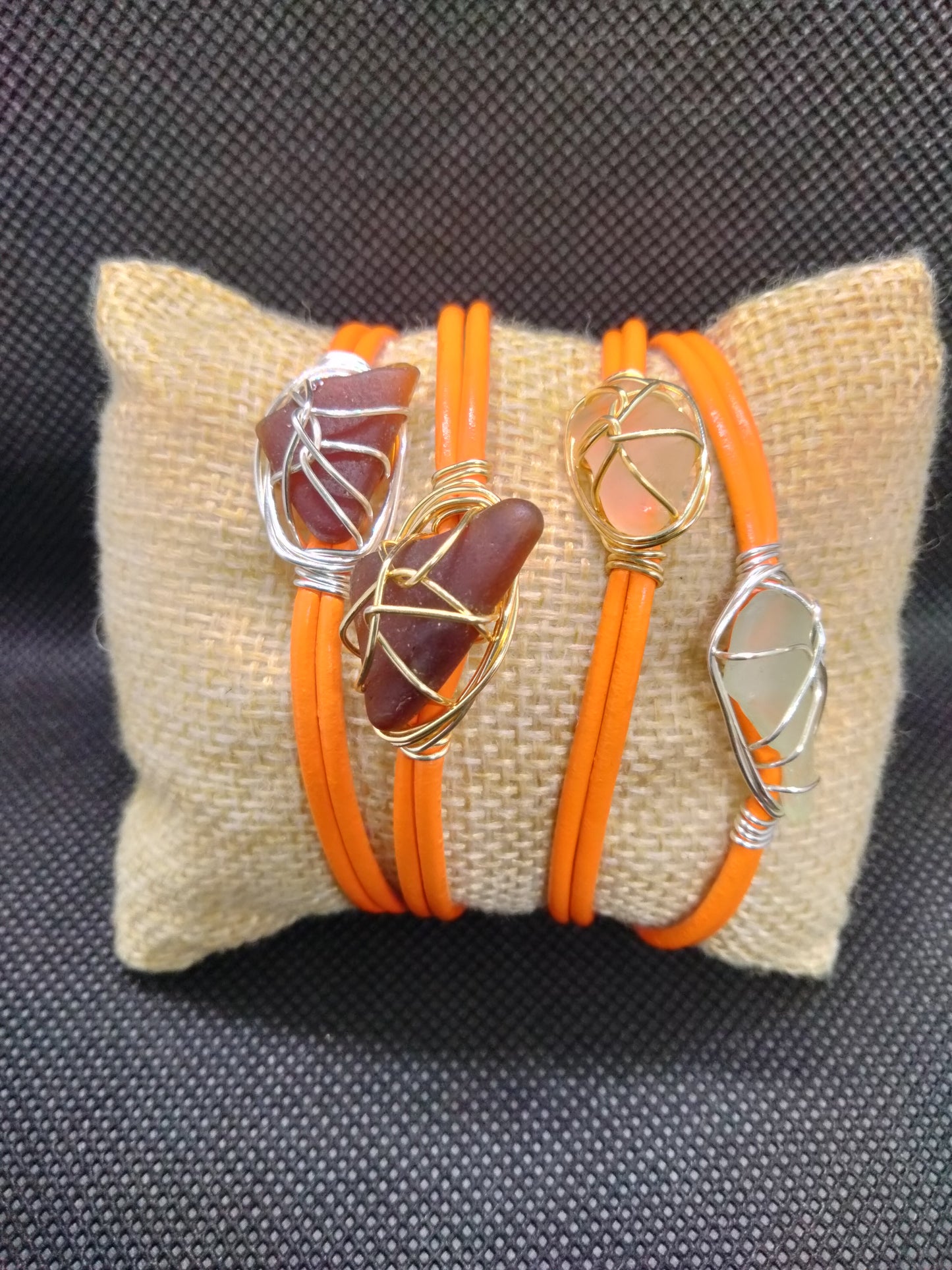 Sea Glass coloured leather bracelet