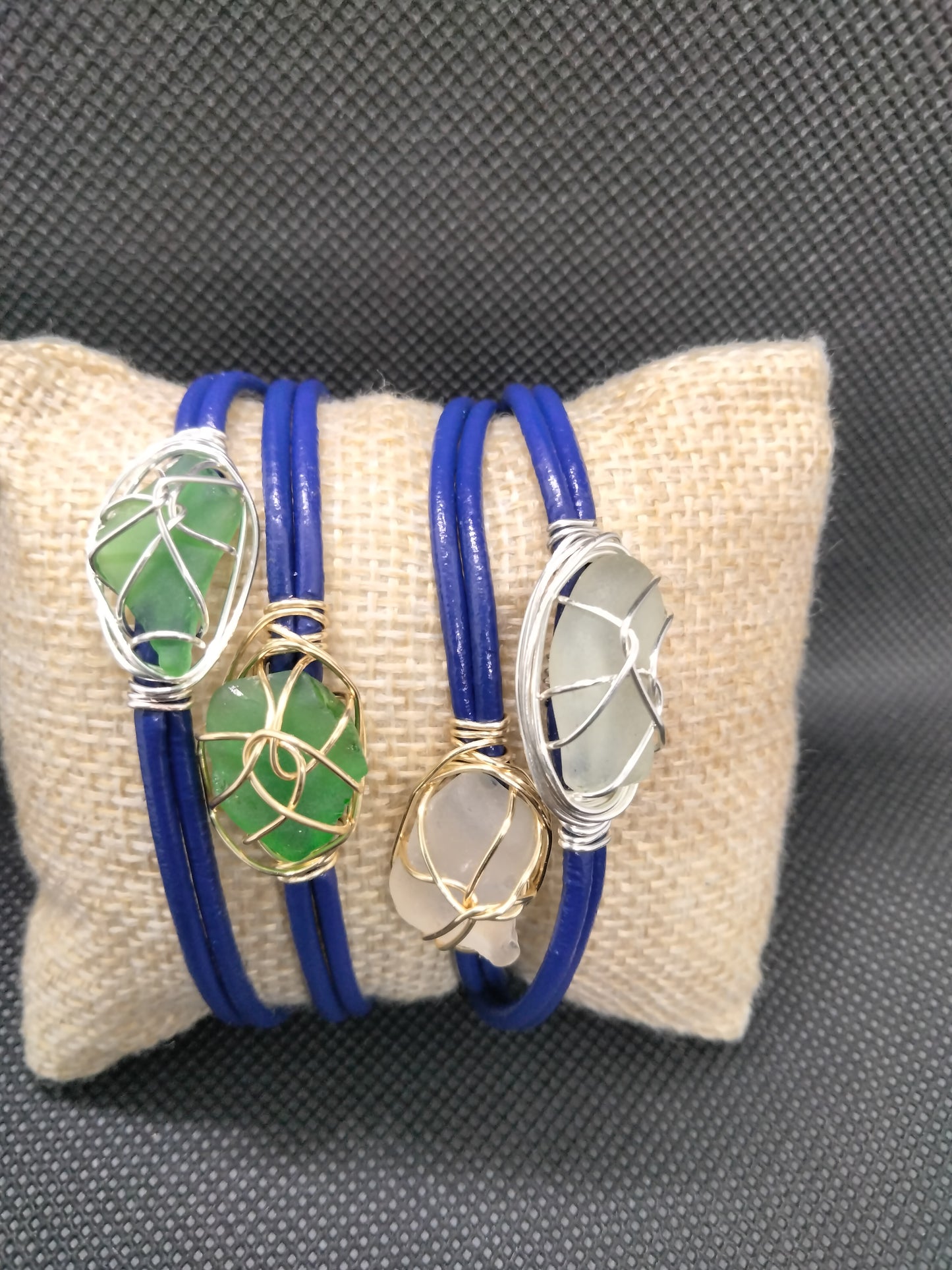 Sea Glass coloured leather bracelet