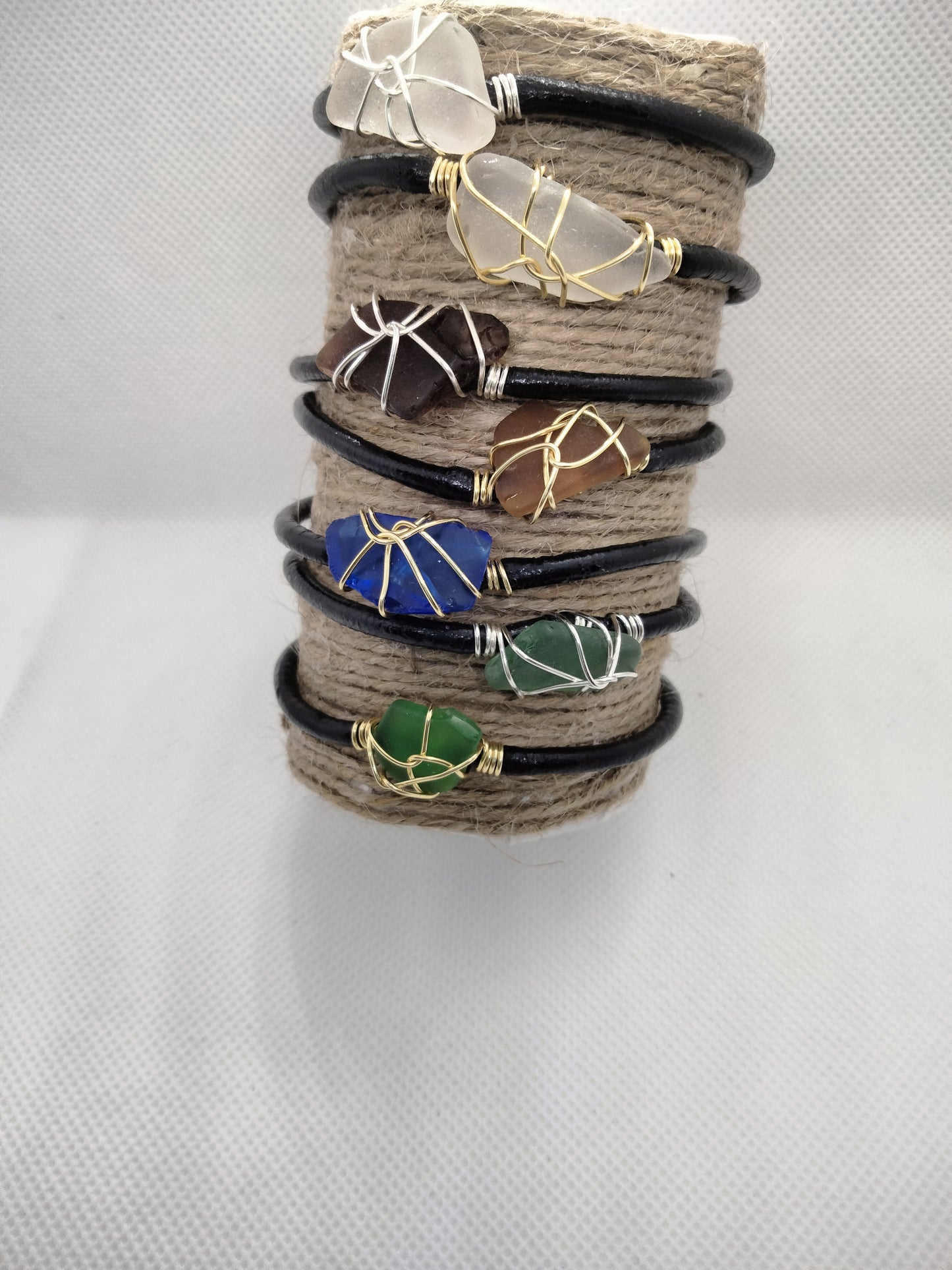 Sea Glass coloured leather bracelet