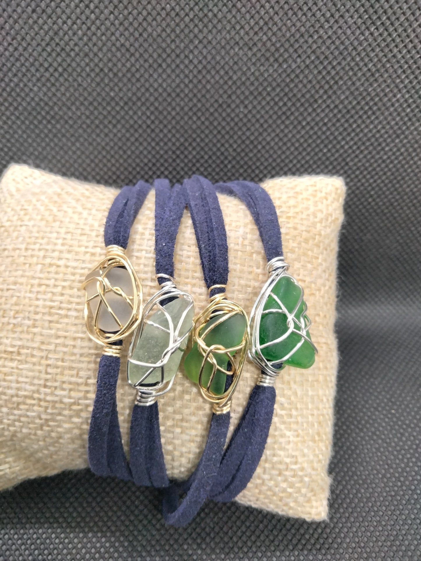 Sea Glass coloured suede bracelet