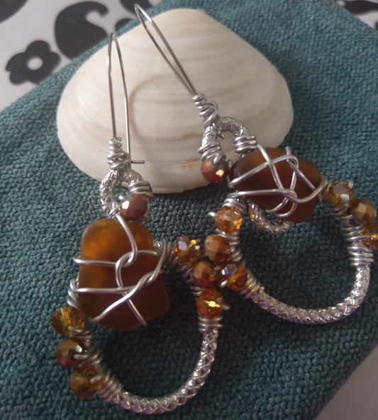 Teardrop Sea Glass Earrings 2
