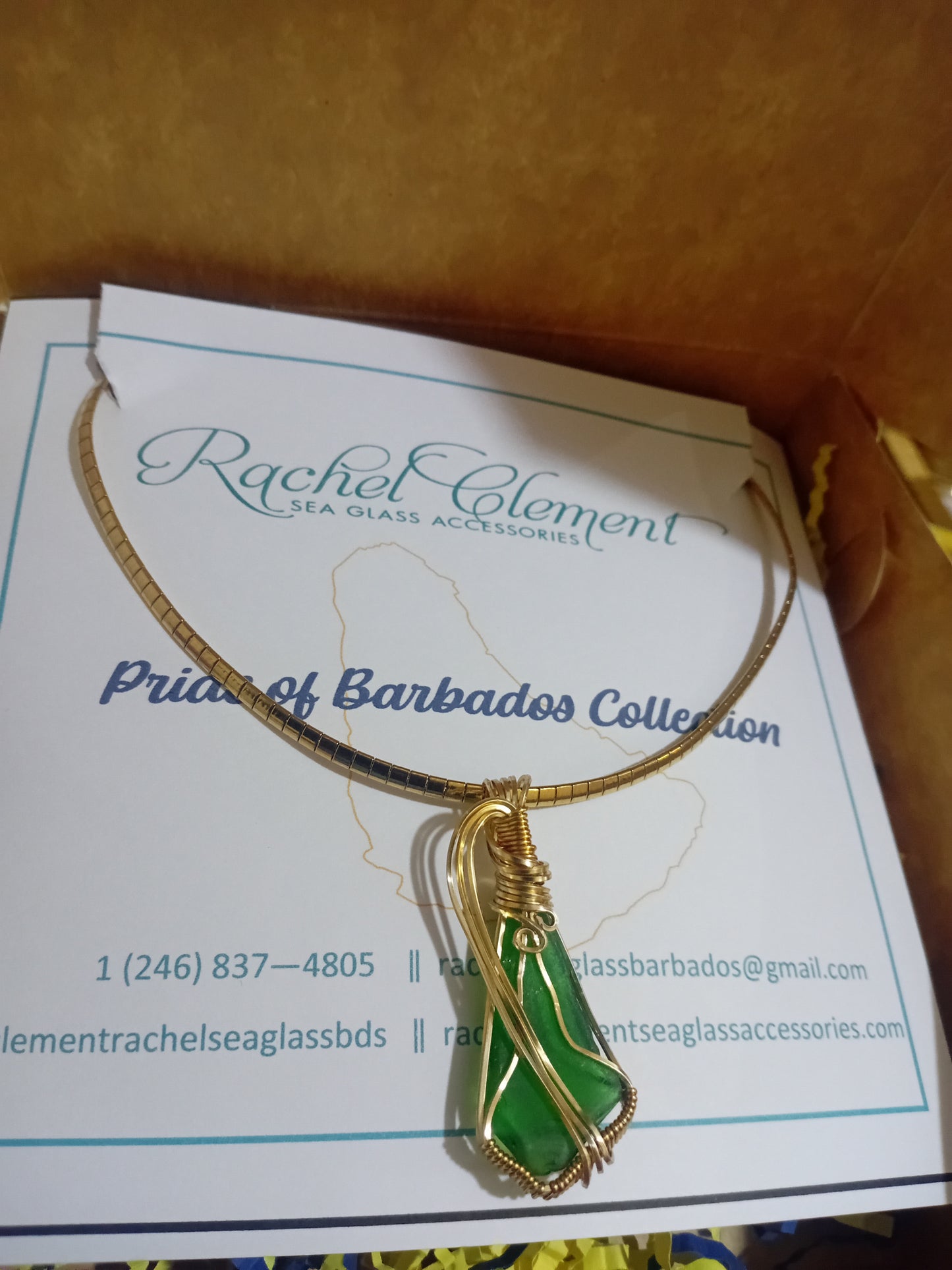 Pride of Barbados Collection Sculpted sea glass pendant necklace