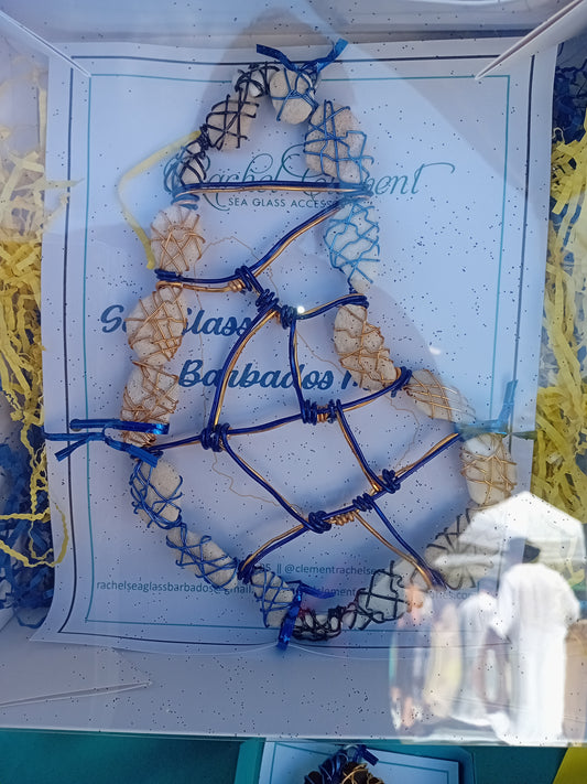 Pride of Barbados Collection Large Sea Glass Barbados Map Art