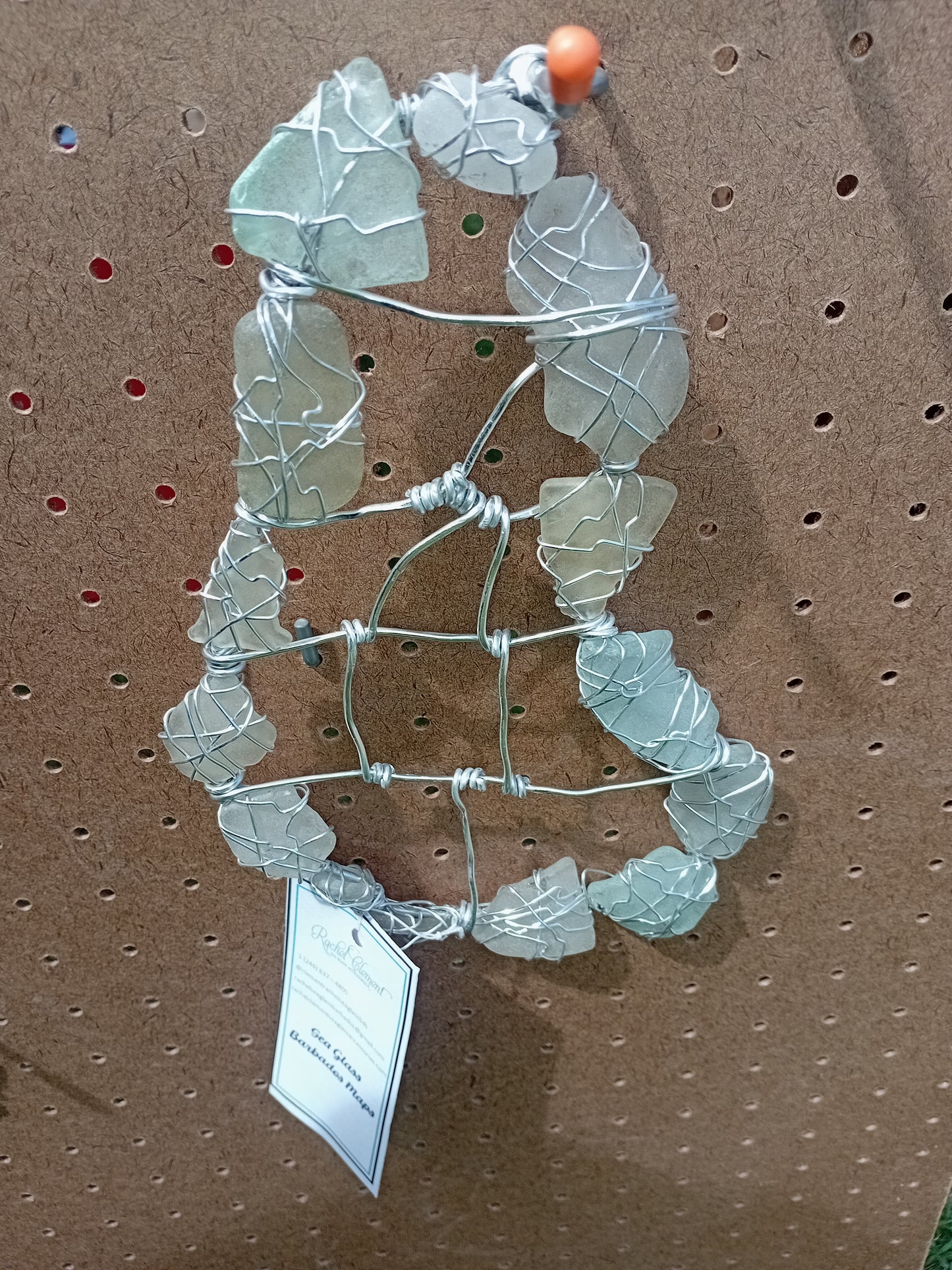 Pride of Barbados Collection Large Sea Glass Barbados Map Art