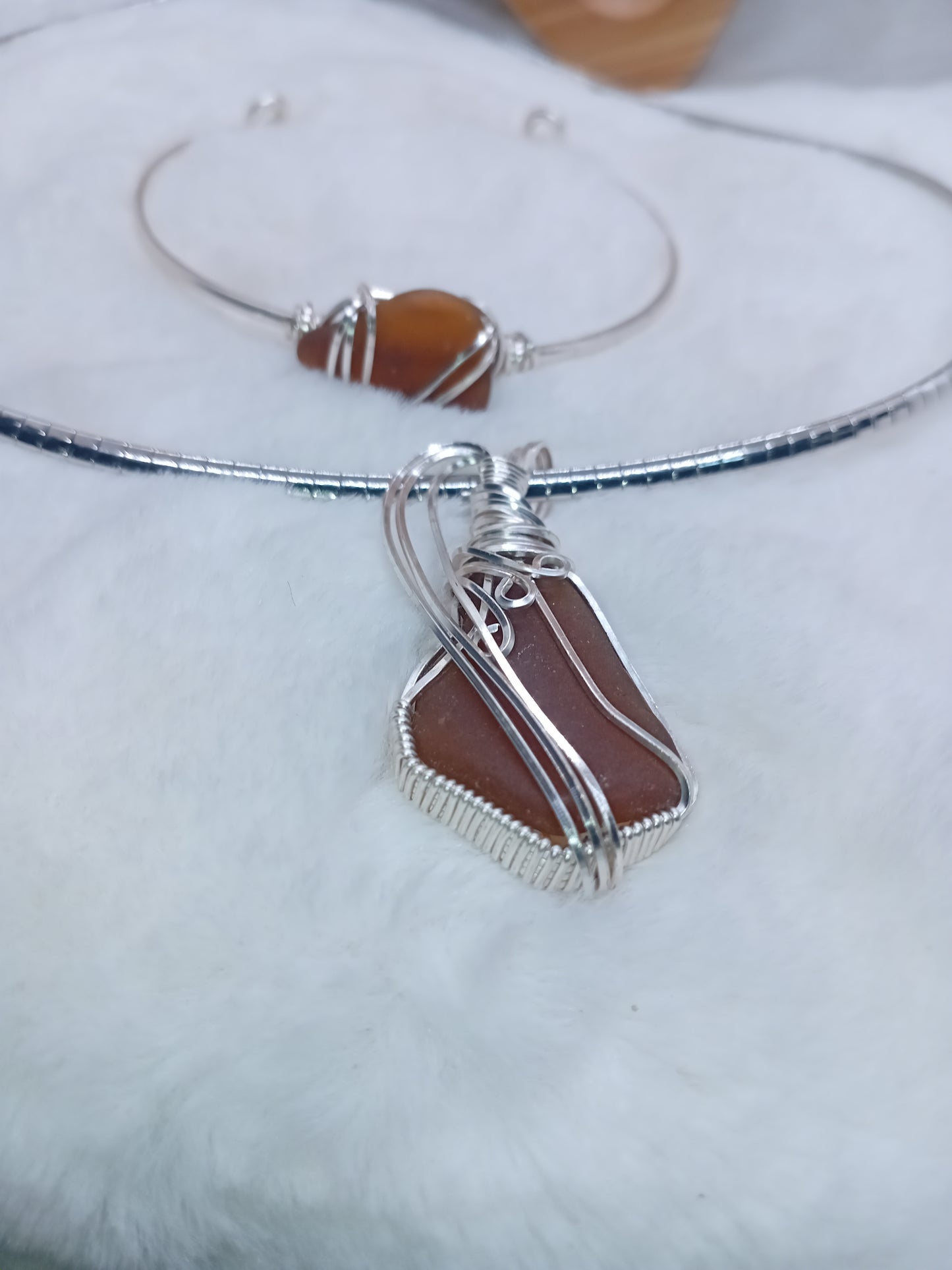 Pride of Barbados Collection Sculpted sea glass pendant necklace