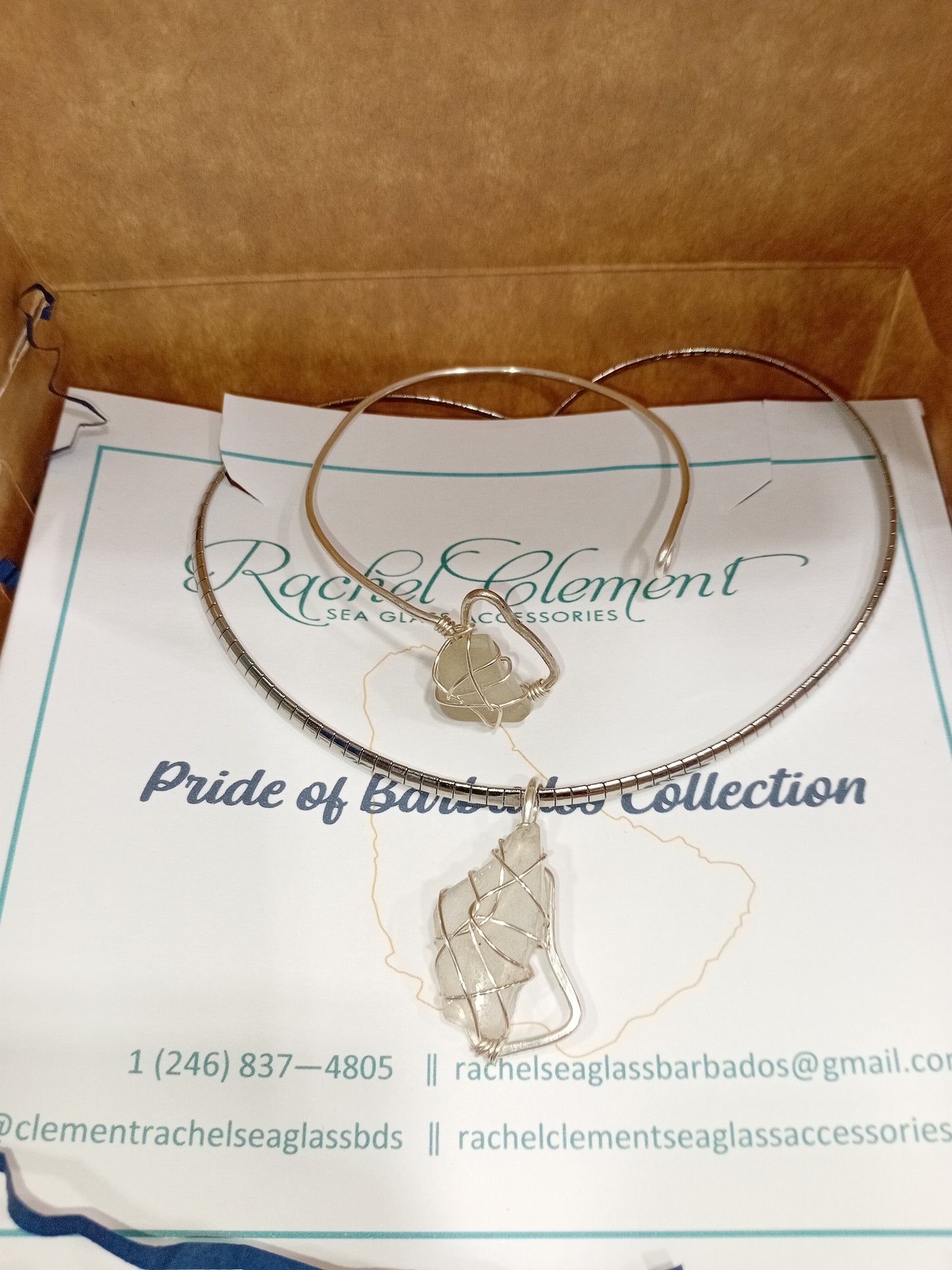 "Pride of Barbados Collection" Island Map Shaped pendant Necklace