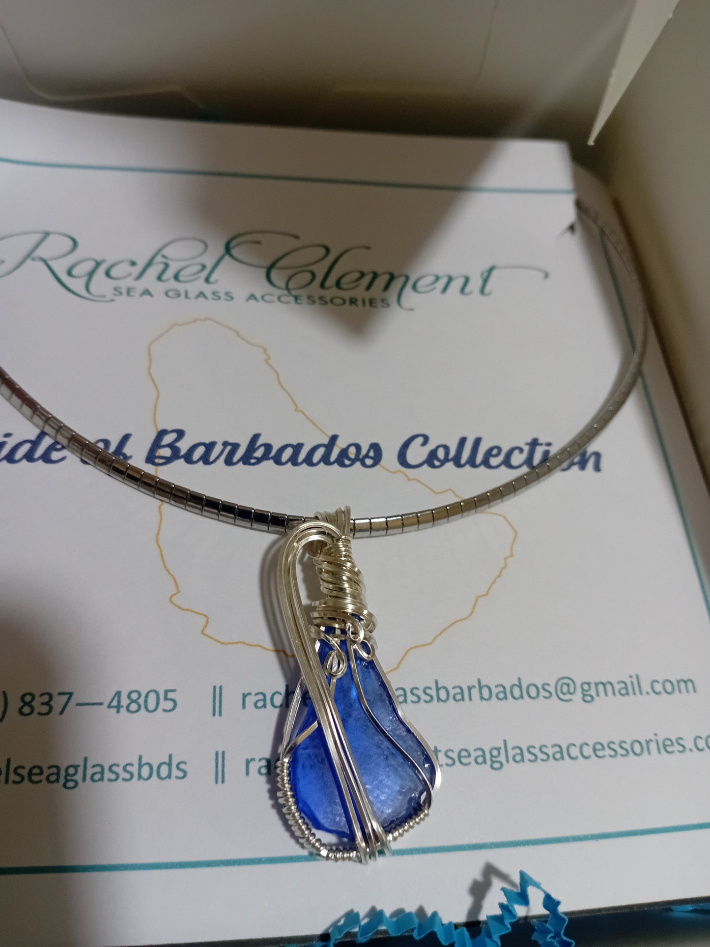 Pride of Barbados Collection Sculpted sea glass pendant necklace