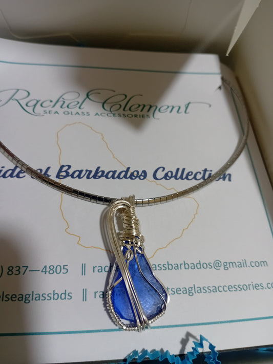 Pride of Barbados Collection Sculpted sea glass pendant necklace