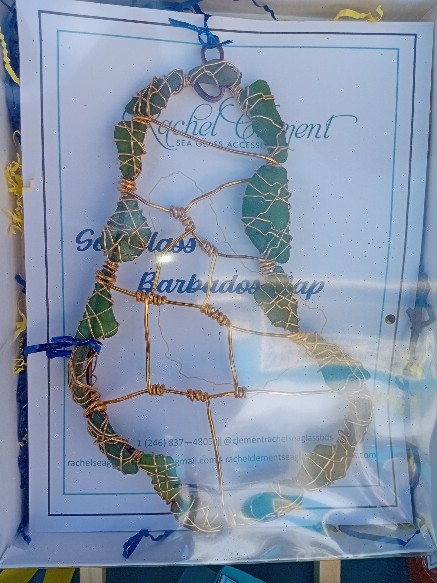 Pride of Barbados Collection Large Sea Glass Barbados Map Art